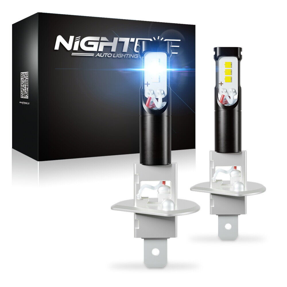 NIGHTEYE 160W 1600LM Car H1 LED Fog Light Bulbs Kit 6000K White Driving DRL Lamp