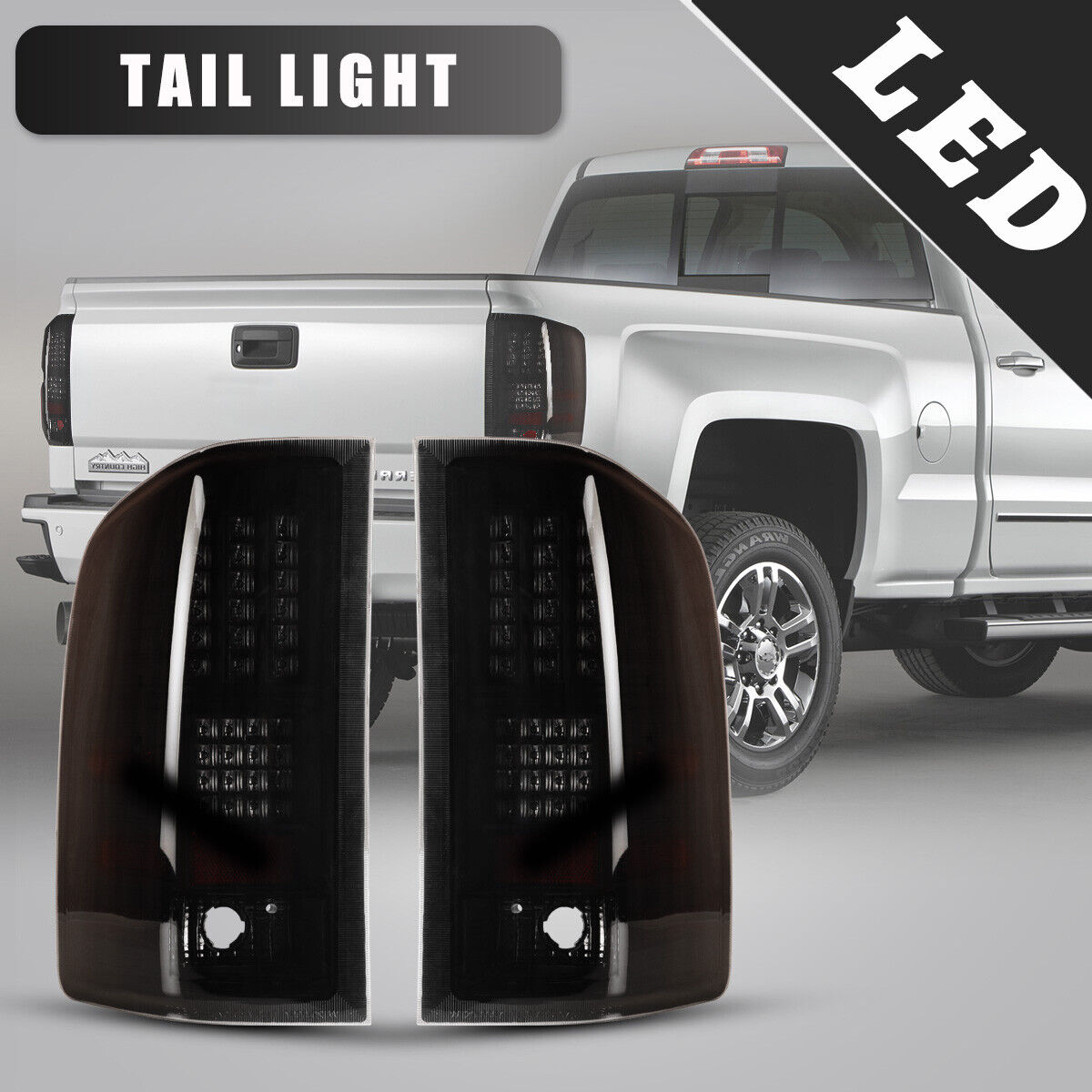 LED Taillights for 2007-2014 Chevy Silverado 1500 2500HD 3500HD Black Smoke Lens