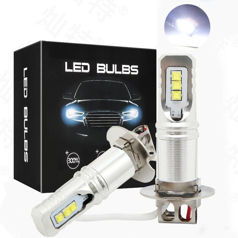 2 Pcs H3 Led Headlight Bulb 6500K 80W Super Bright 1:1 4800LM H3 LED Fog Light