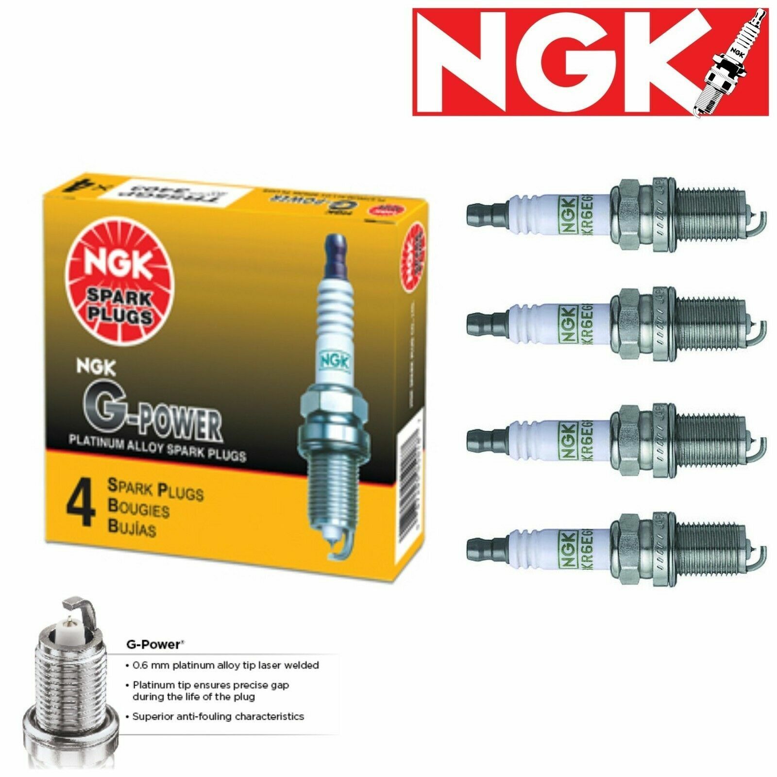 4 x Spark Plugs NGK G-Power for 1992-2011 Toyota Camry 2.2L 2AZFXE 2AZFE 2.4L