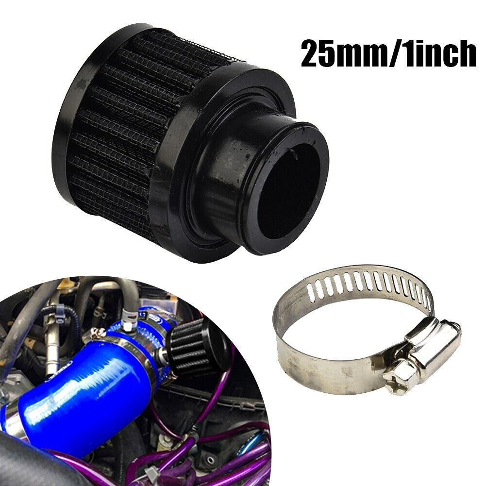 UNIVERSAL 1 INCH 25mm HIGH FLOW VENT MOTORCYCLE COLD AIR INTAKE FILTER BLACK