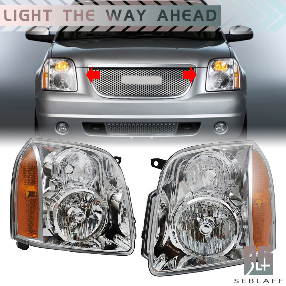Fit For 2007-2014 GMC Yukon Denali XL1500 2500 Headlights Headlamps Left+Right