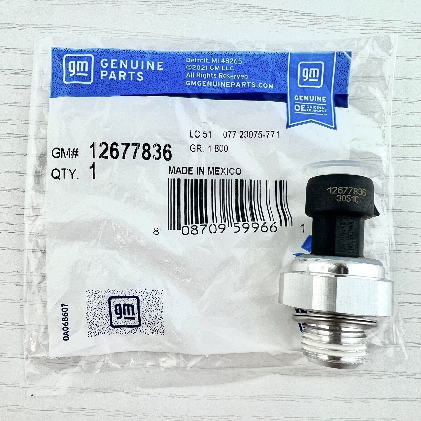 New ACDELCO Oil Pressure Sensor Switch 12677836, D1846A