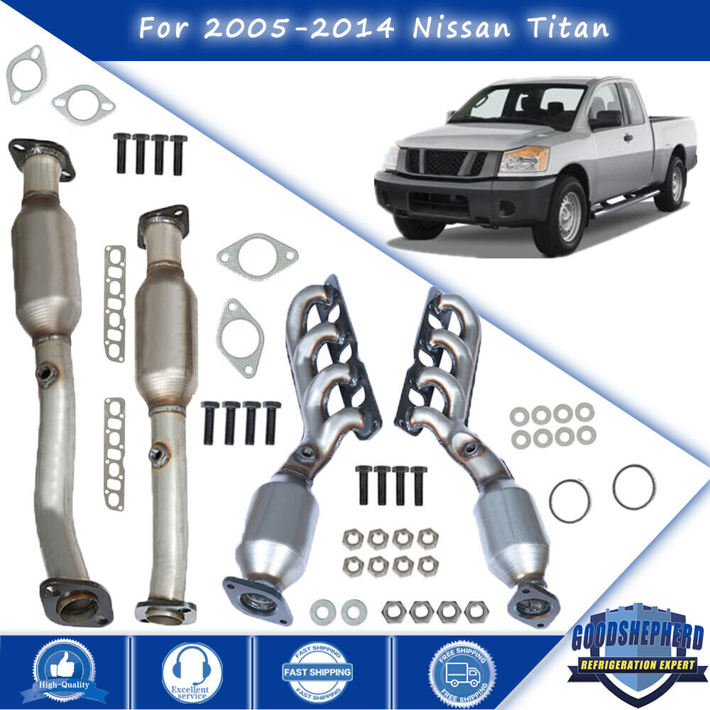 4Pcs For Nissan Titan 2005/06/07-2014 5.6 Manifold Exhaust Catalytic Converters
