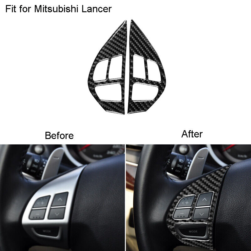 For Mitsubishi Lancer 2008-2014 Carbon Fiber Steering Wheel Button Cover Trim