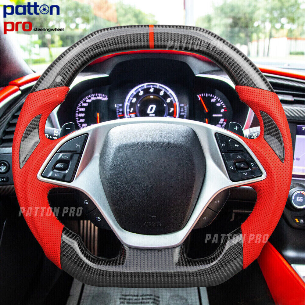 Carbon Fiber Flat Top Sport Steering Wheel For 14+ Chevrolet Corvette C7 Z06 ZR1