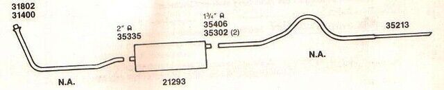 1950-1955 CHEVY 1/2 TON TRUCK EXHAUST SYSTEM, ALUMINIZED, 3100 EXCEPT PANEL