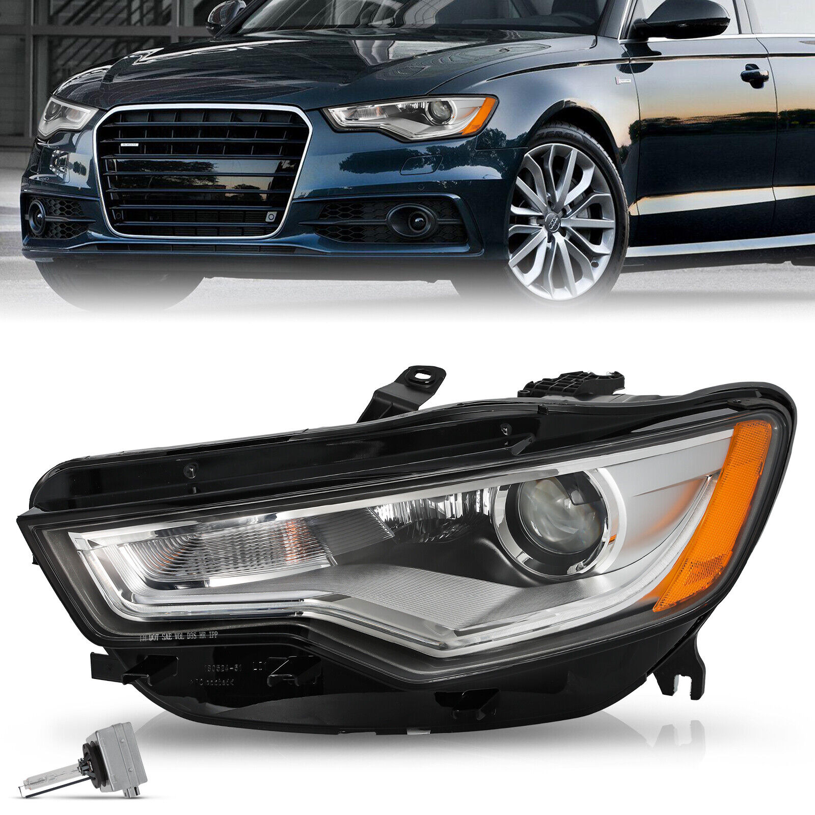 For 2012-2015 Audi A6 S6 Headlight HID w/o AFS LED DRL Projector Driver Side