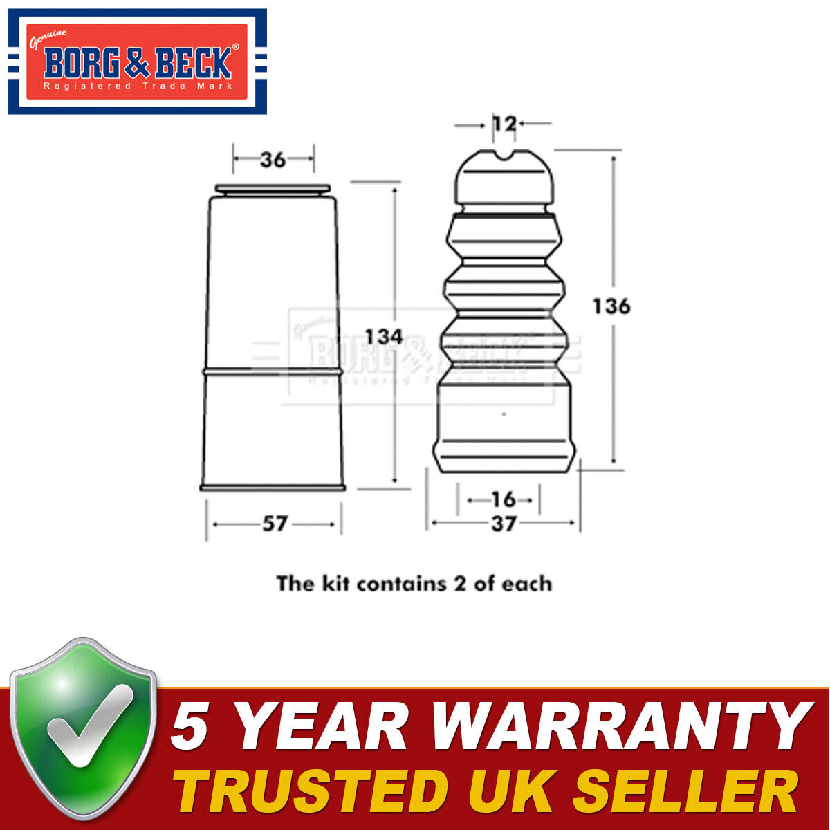 Borg & Beck Rear Shock Absorber Dust Cover Kit Fits A4 A6 Passat Roomster