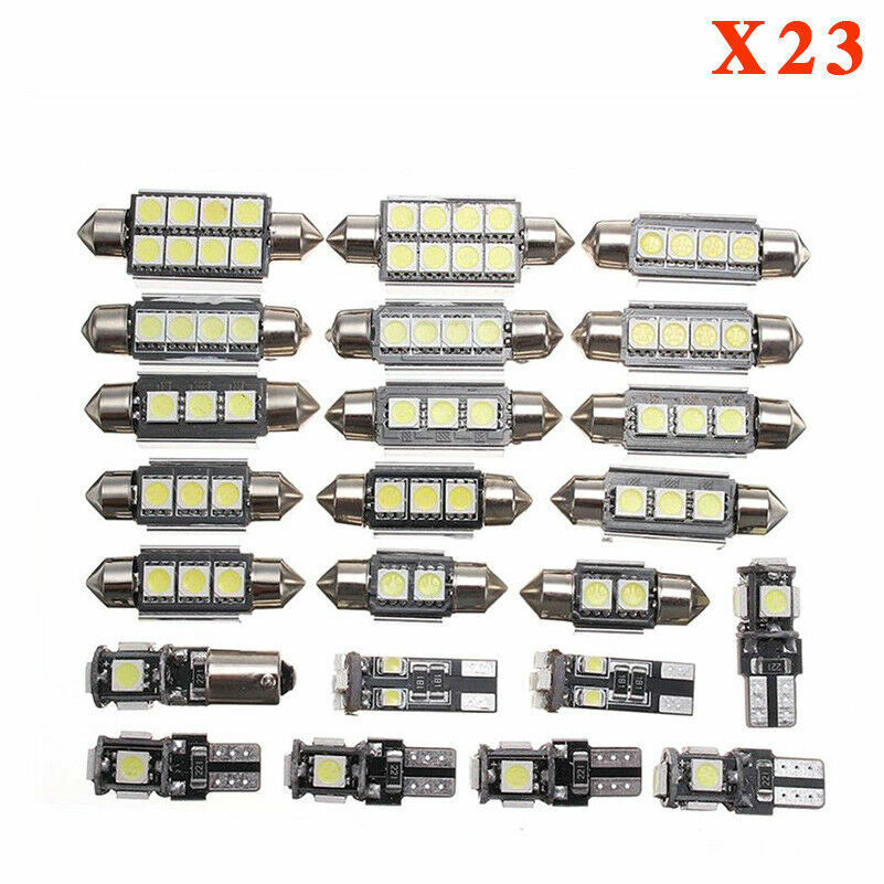 23pc Canbus LED Car Interior Inside Light Dome Trunk Map License Plate Lamp Bulb