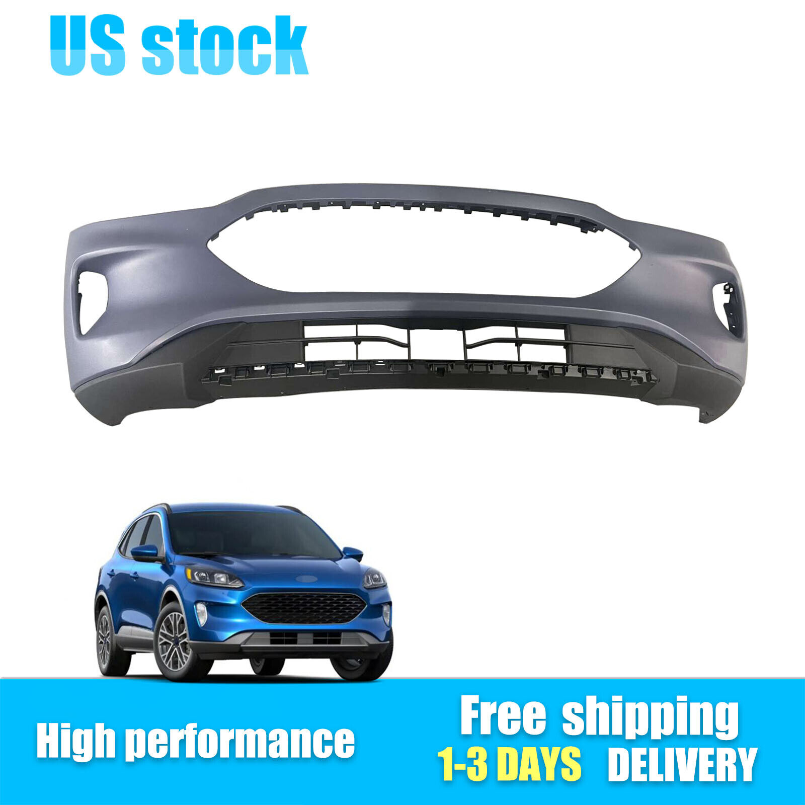 For 2020-2021 Ford Escape New Front Upper & Lower Bumper Cover Set Primed