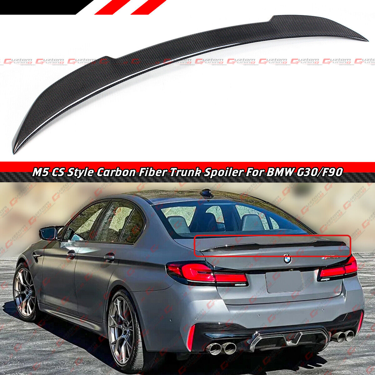 FOR 2017-2023 BMW G30 530i 540i F90 M5 CS STYLE CARBON FIBER TRUNK SPOILER WING