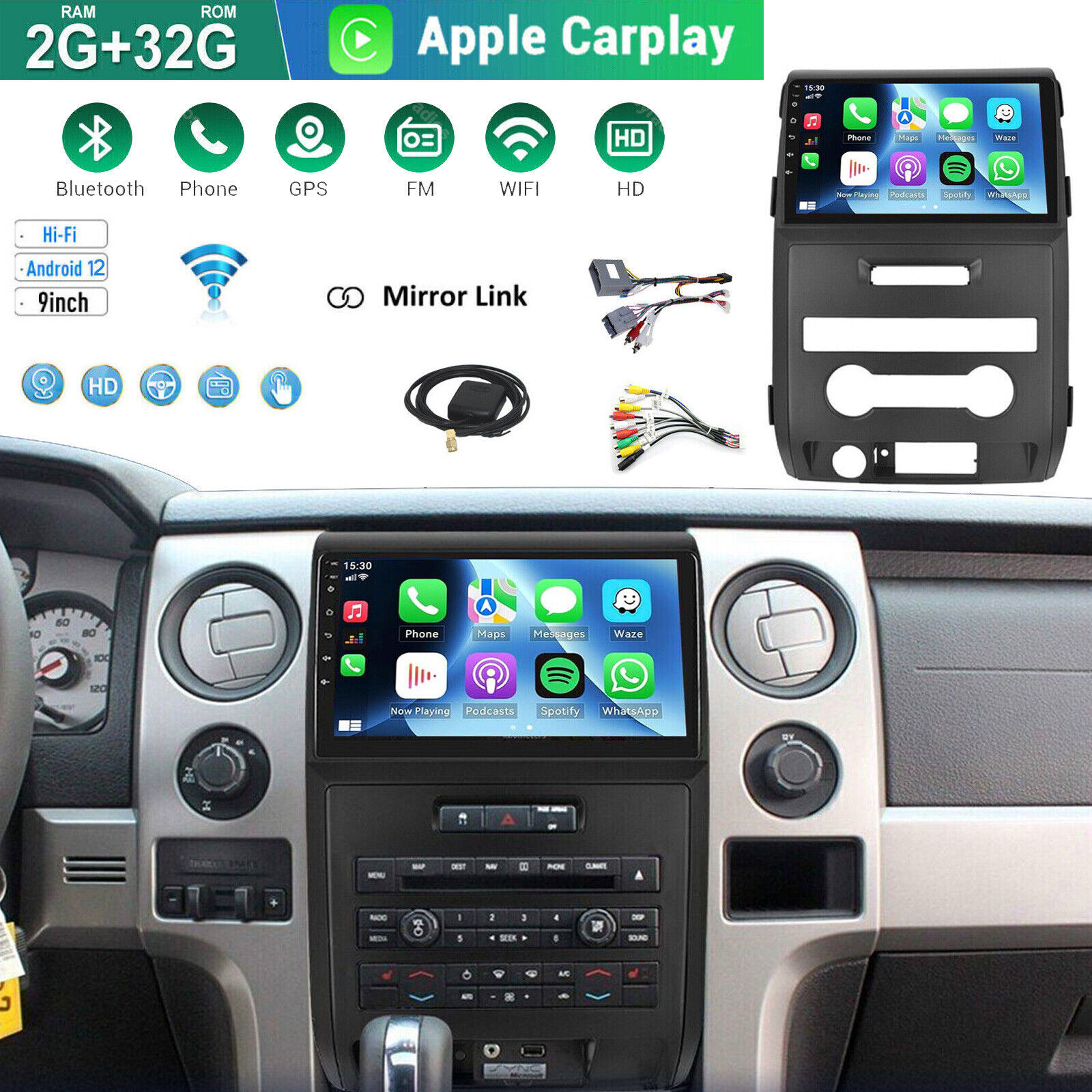 Android 12 Apple Carplay For Ford F-150 F150 2009-2014 Car Stereo Radio GPS NAVI