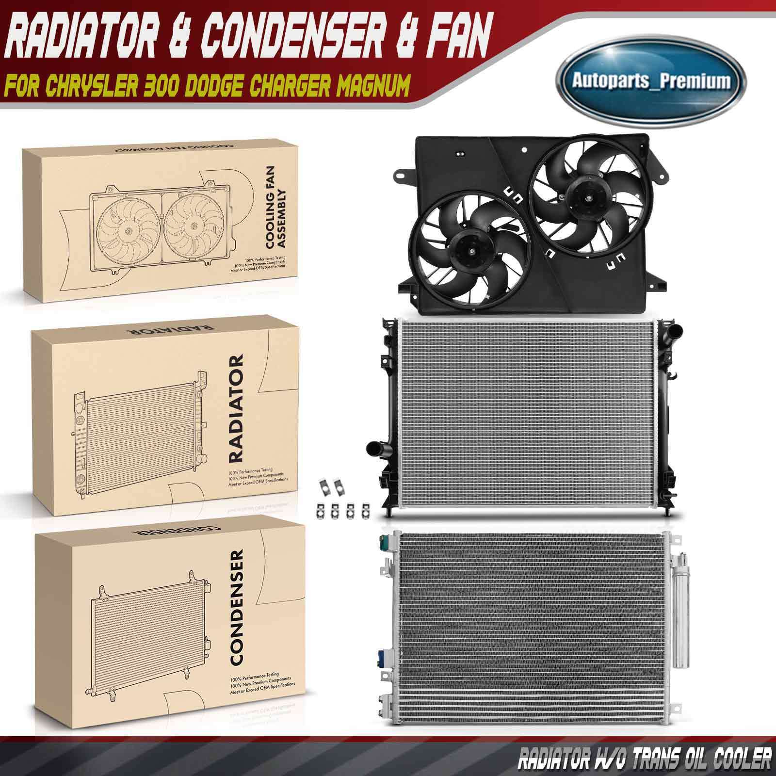 Radiator & AC Condenser & Cooling Fan Kit for Chrysler 300 Dodge Charger Magnum
