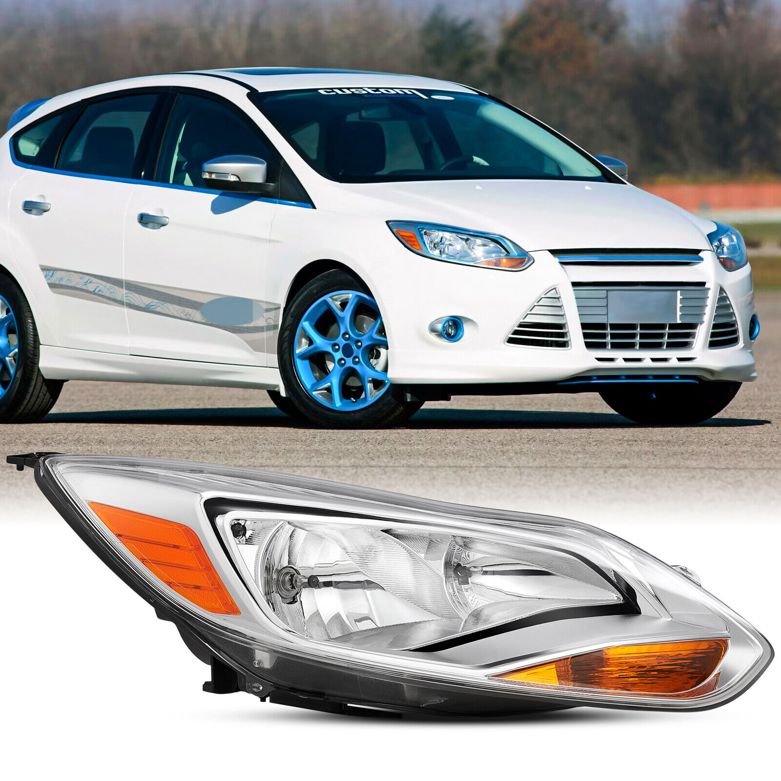 For 2012-2014 Ford Focus SE SEL Halogen Headlight Assembly Passenger Side W/Bulb