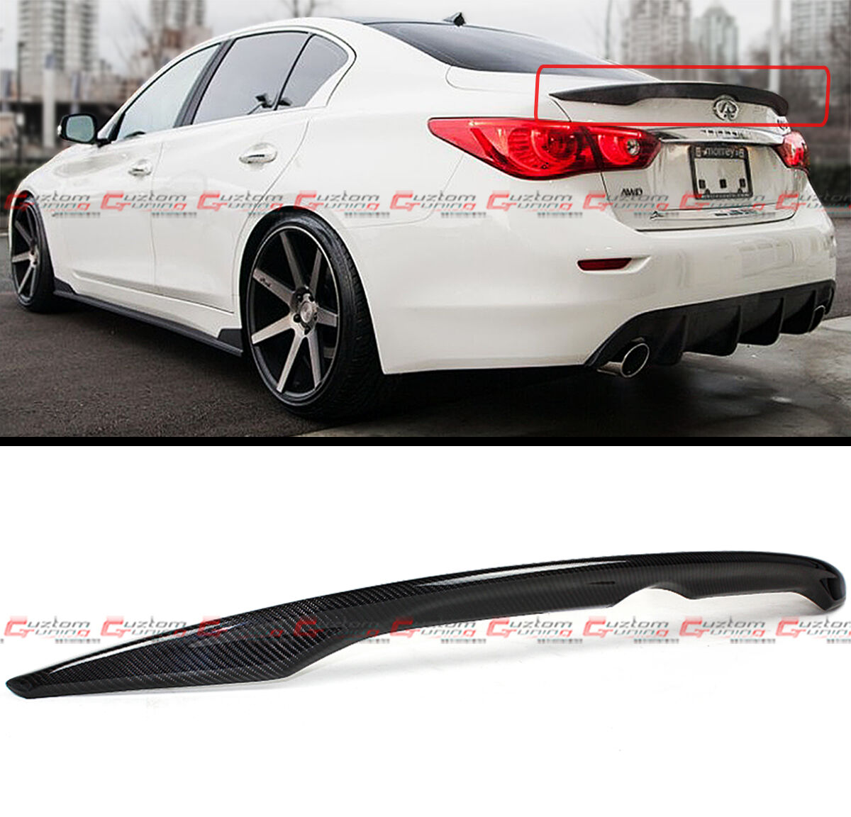 FOR 2014-2022 INFINITI Q50 Q50S OE STYLE CARBON FIBER TRUNK SPOILER WING LID