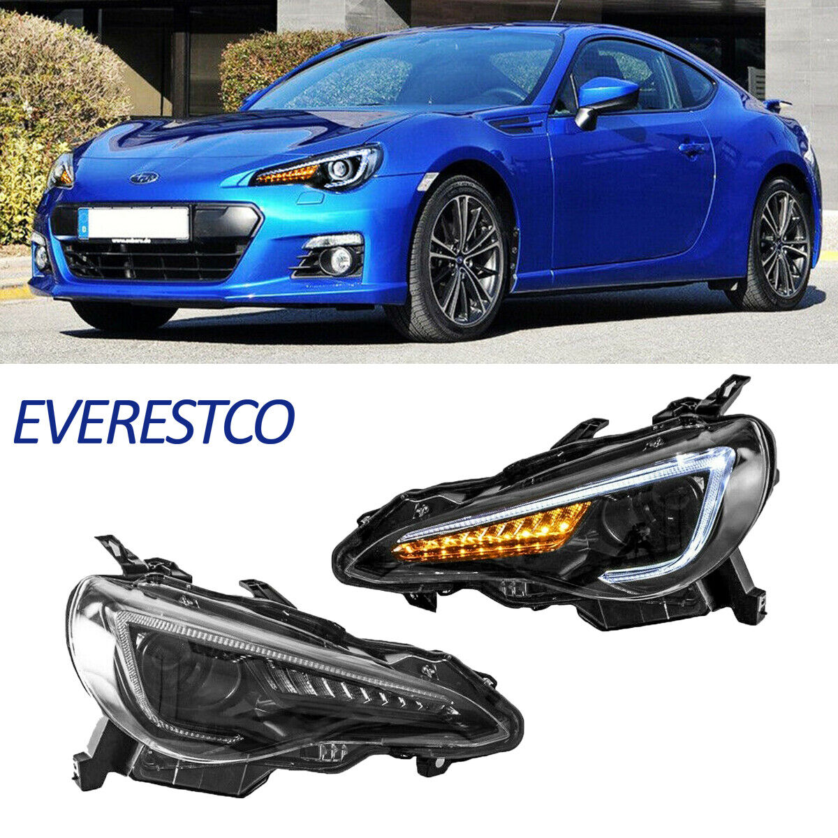Pair Front Sequential LED Headlights For 2013-19 SUBARU BRZ 2012-19 TOYOTA 86
