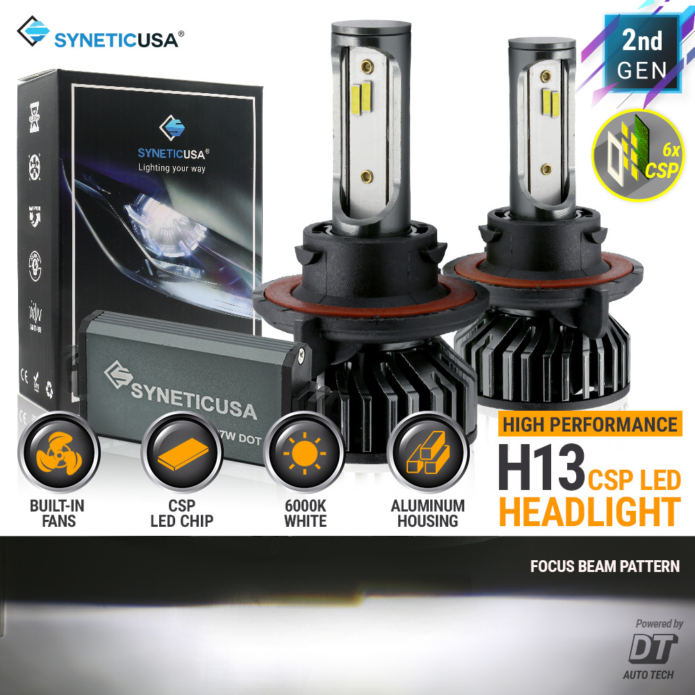 Syneticusa 9008 H13 LED Headlight Bulb Kit CSP High Low Beam Light 6000K 