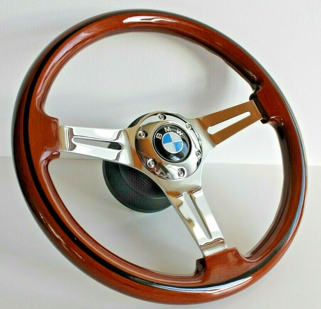 Steering Wheel Fits For BMW Wood Chrome Polyshed Spokes E31 E32 E34 E36 Z3 92-98