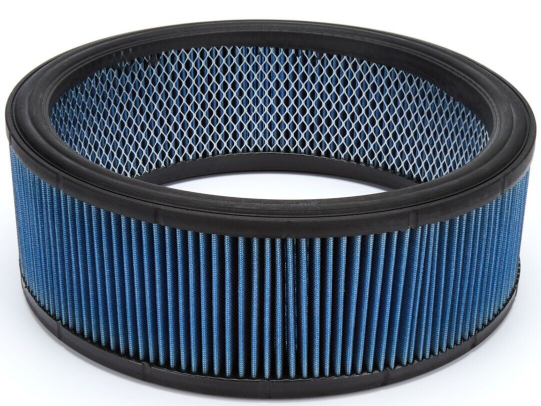 Blue Round Washable Air Filter Element, 14 X 5 Inch, Reusable Cotton Gauze 14x5