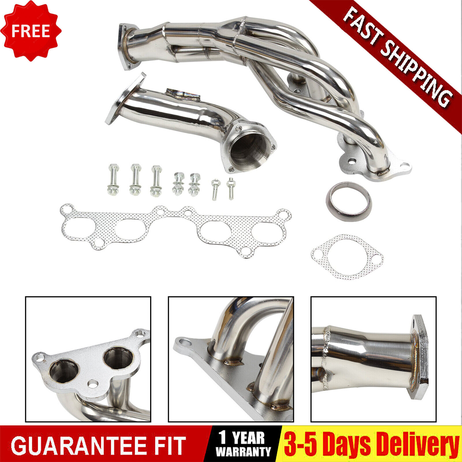 NEW Stainless Exhaust Header Kit Manifold For Toyota Tacoma 2.4L 2.7L L4 1995-01