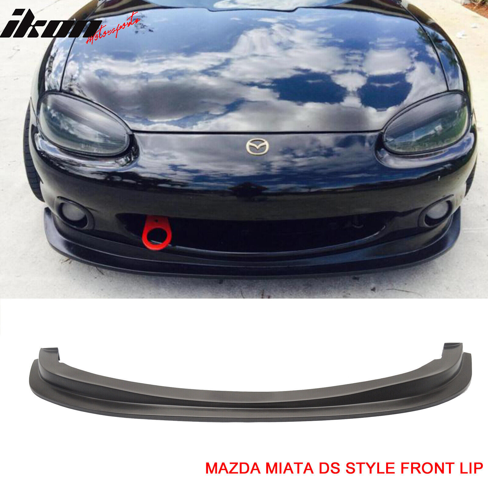 Fits 99-00 Mazda Miata MX-5 DS Style Front Bumper Lip PU Spoiler Splitter Kit