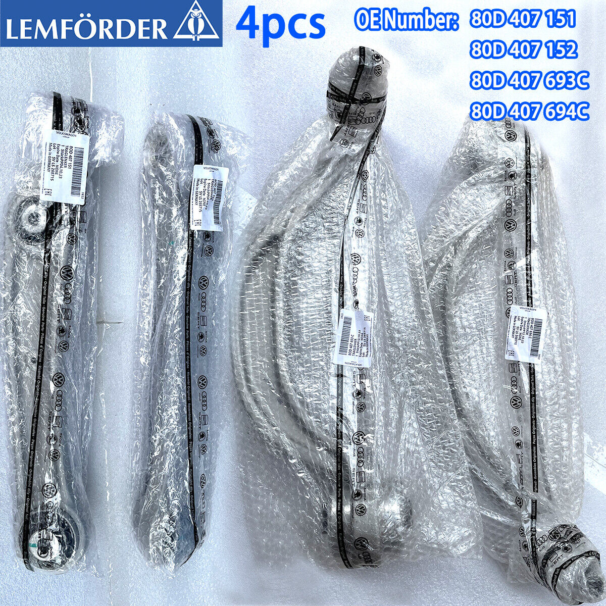 4pcs Front Lower Control Arms LEMFORDER OEM For Audi A6 Quattro C8 S6 A8 Q5 Q7