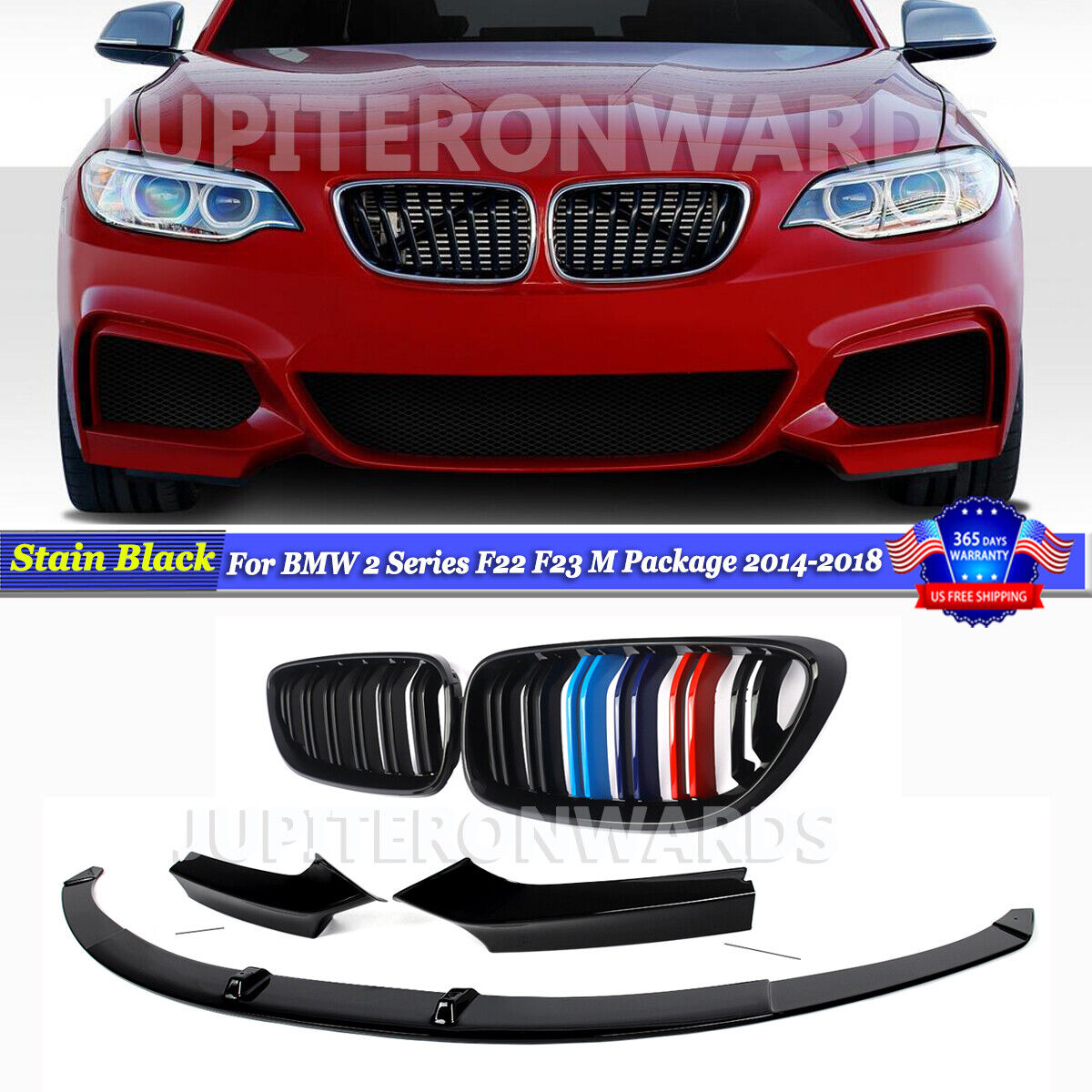 M Fins Grilles & Front Lip Splitters For BMW F22 F23 230i M235i M240i 2014-2018