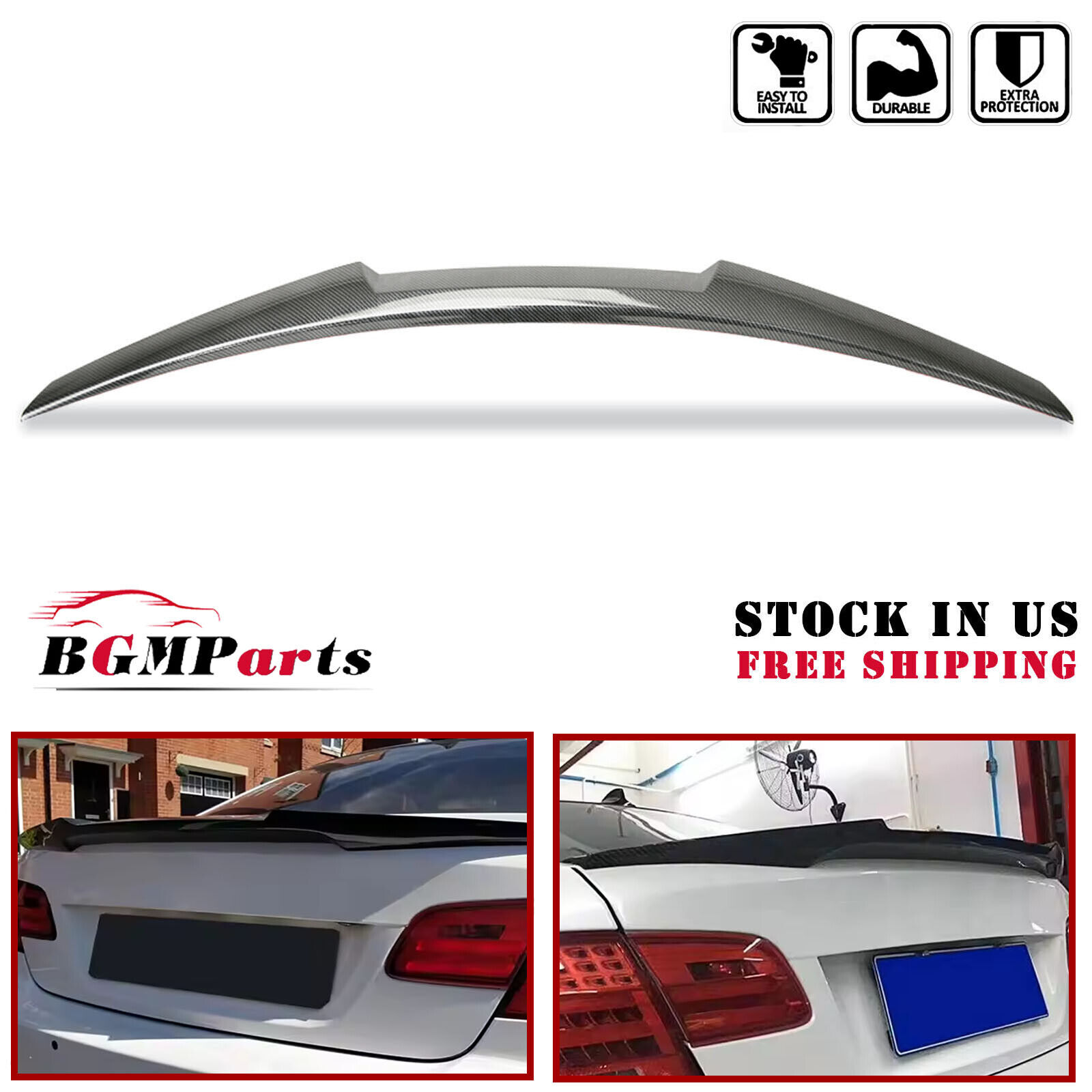 Rear Spoiler Trunk Wing Carbon Fiber style For 2007-2013 BMW E92 Coupe 335i 328i