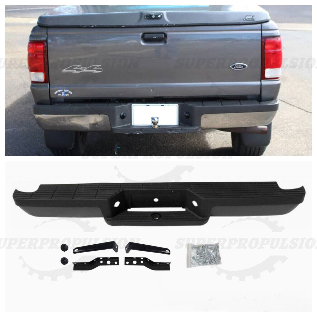 For Ford Ranger 1993-2011 Black Steel Powdercoated Rear Step Bumper Fleetside
