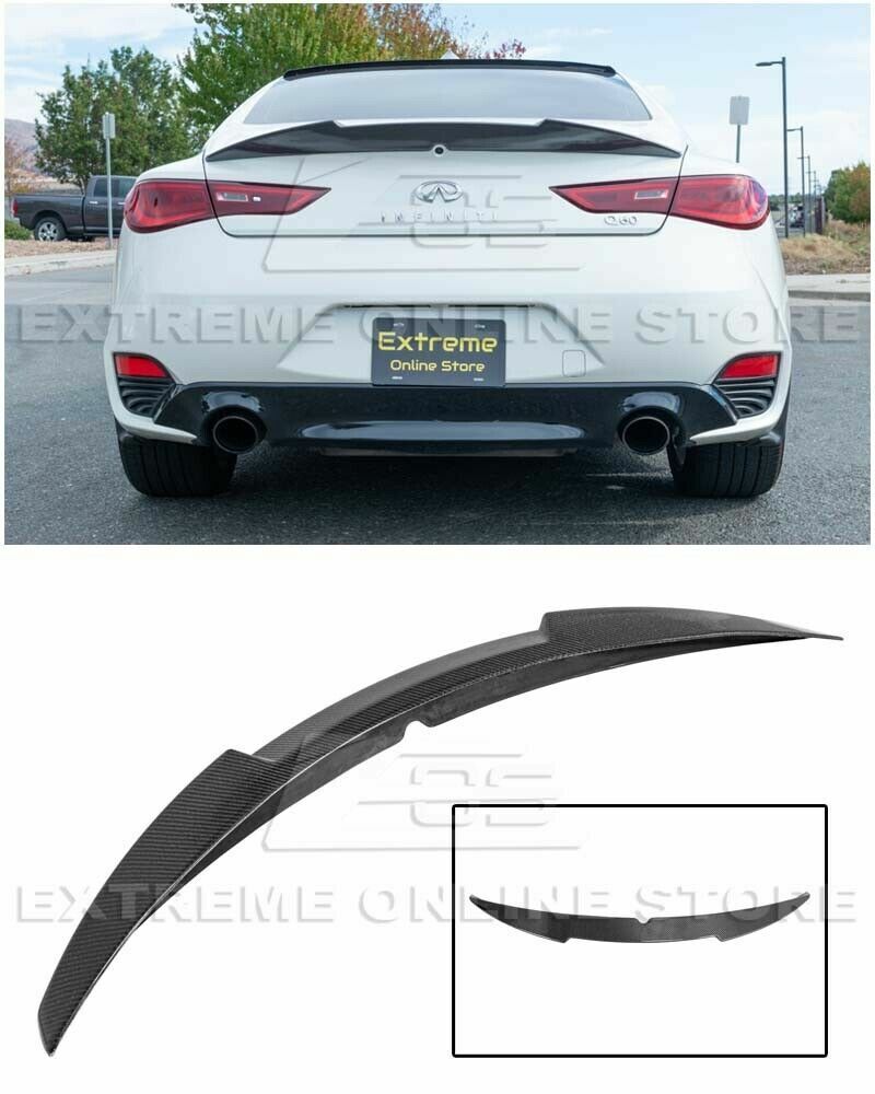 M4 High Kick Style Carbon Fiber Rear Trunk Wing Spoiler For Infiniti Q60 2017-Up