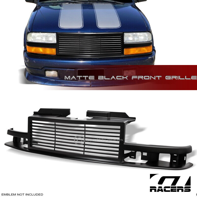 For 1998-2004 S10 Blazer/Truck Matte Black Horizontal Front Bumper Grill Grille
