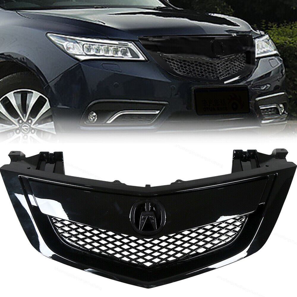 Fits 2010-2013 Acura MDX Glossy Black Front Bumper Upper Grille Assembly Grill