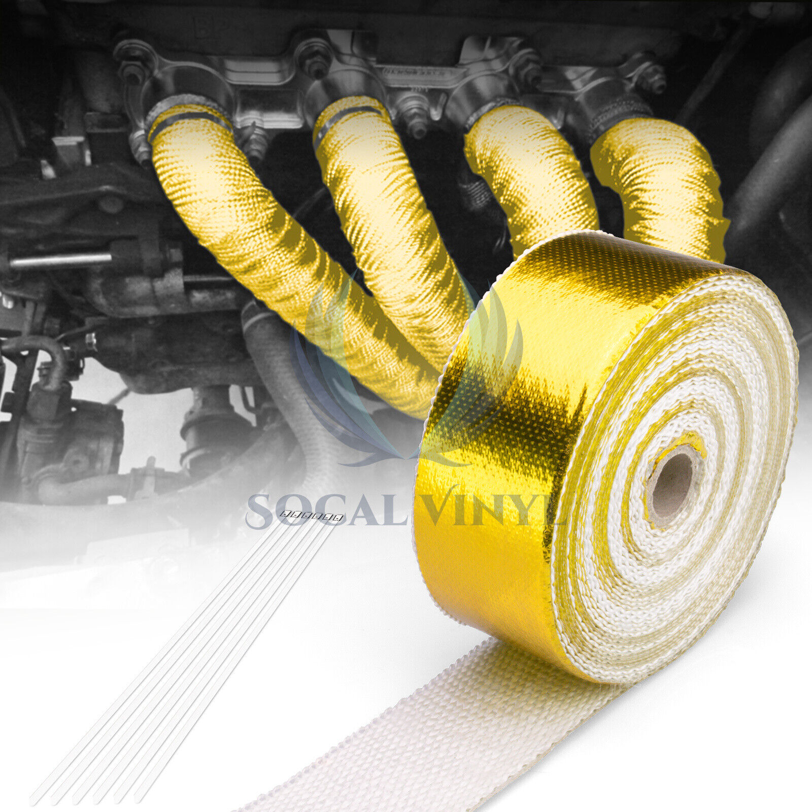 Gold Exhaust Pipe Insulation Thermal Heat Wrap 2\