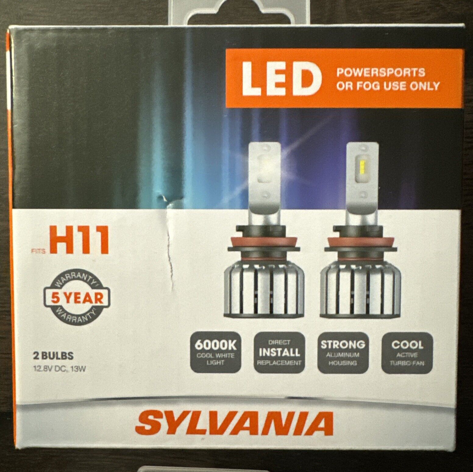 2 NEW SEALED Sylvania H11 LED 6000K Power Sports Bulbs H11SL.BX2 *LOWEST PRICE