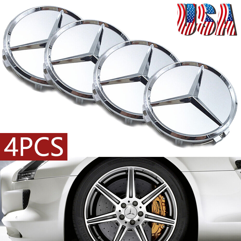 4PCS Wheel Center Hub Caps Cover Logo Badge Fit For Mercedes-Benz 75mm Emblem 