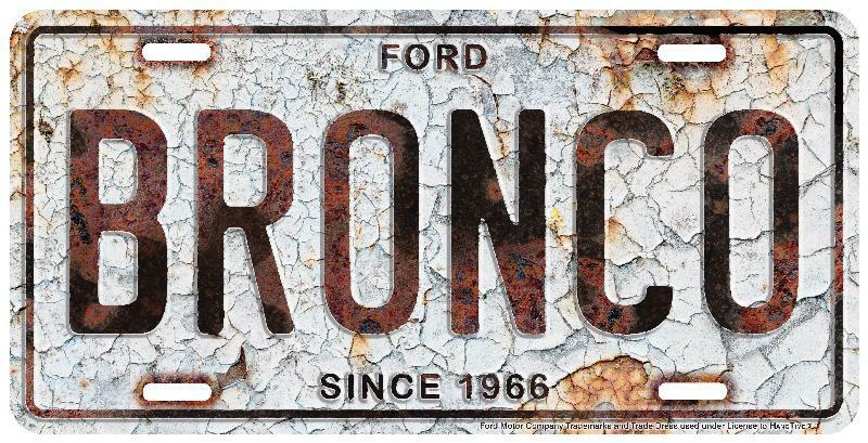 Ford Bronco Distressed Embossed License Plate Sign