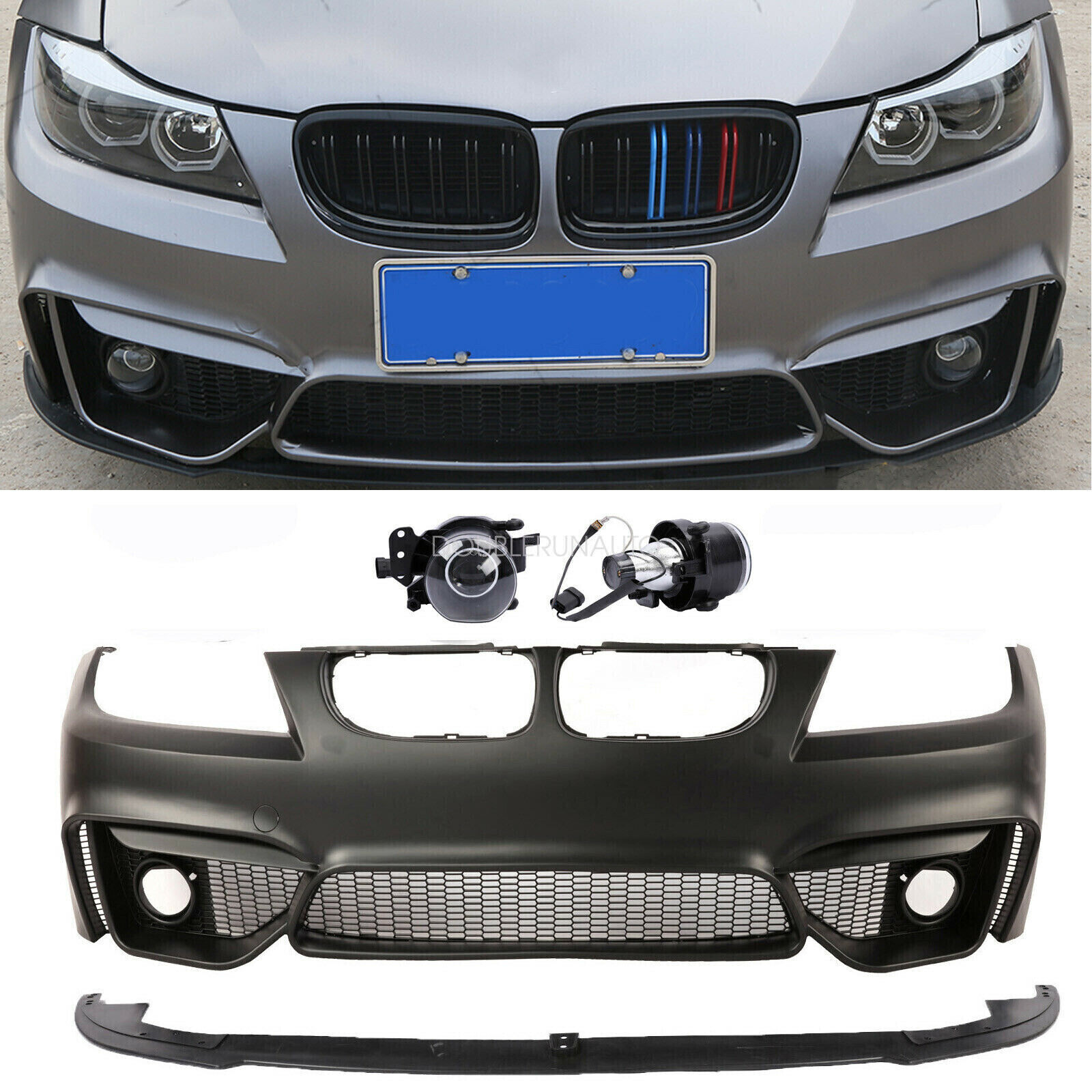 F80 M4 Style Look Front Bumper  For BMW 3 Series E90 4DR 08-11 W/O PDC holes