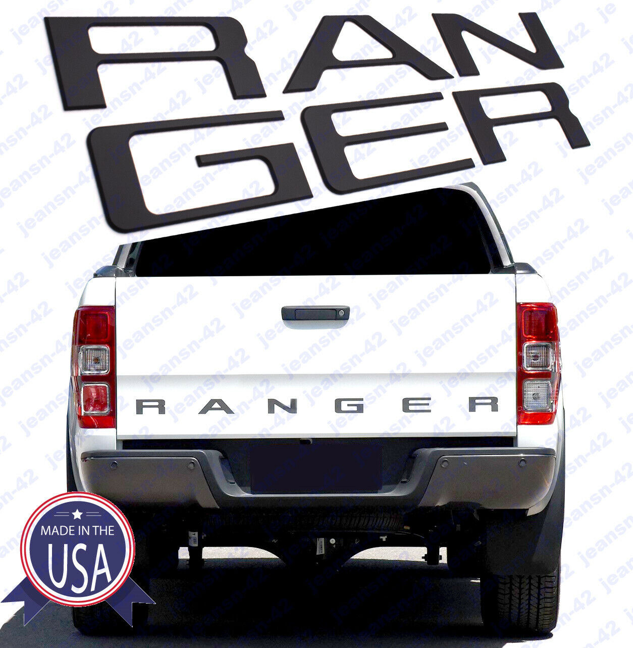 Matte Black 3D Raised Tailgate Inserts Letters Decals for 2019-2021 Ford Ranger