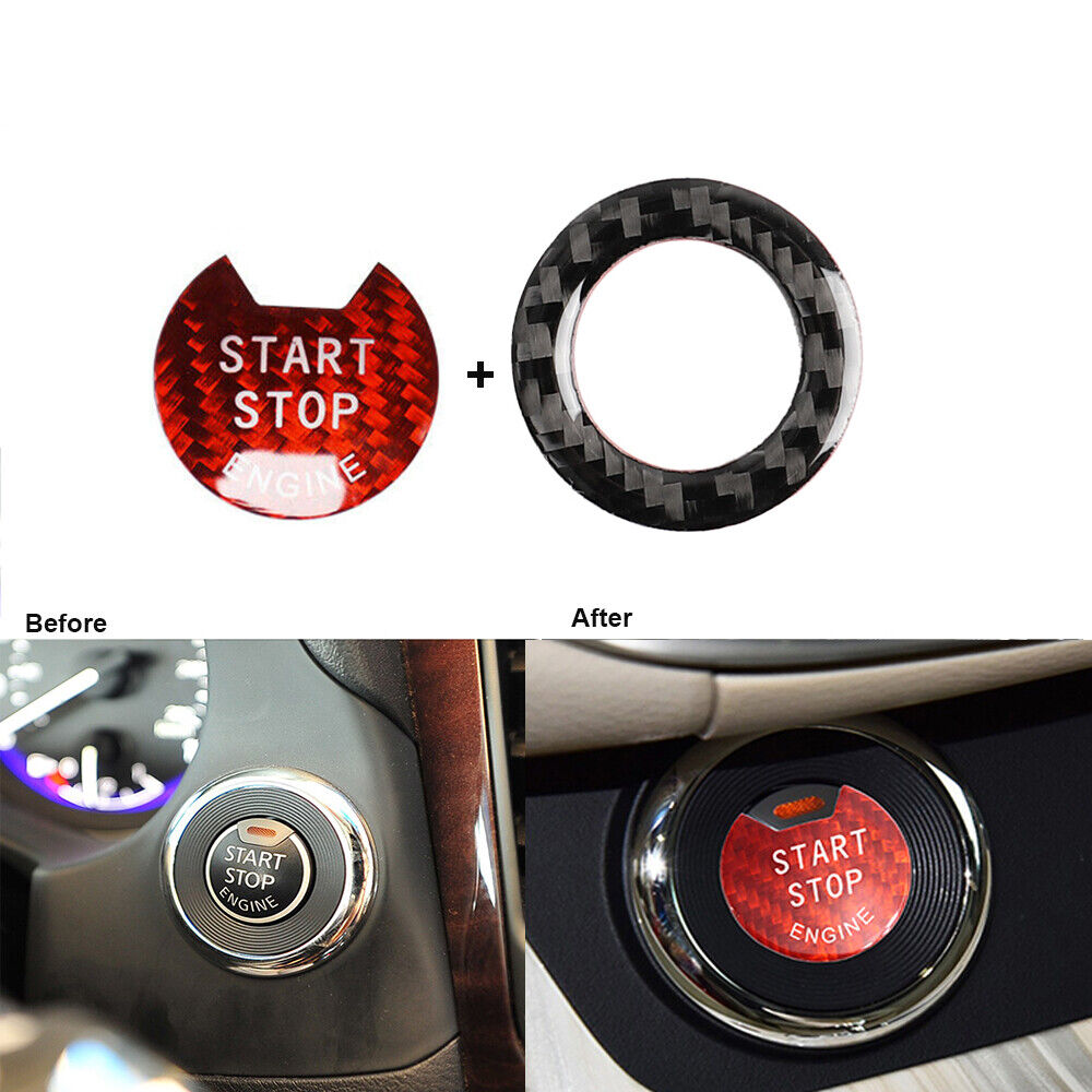 2x Carbon Fiber Engine Start Stop Sticker Cover For Infiniti Q50 14-19 Q60 17-19