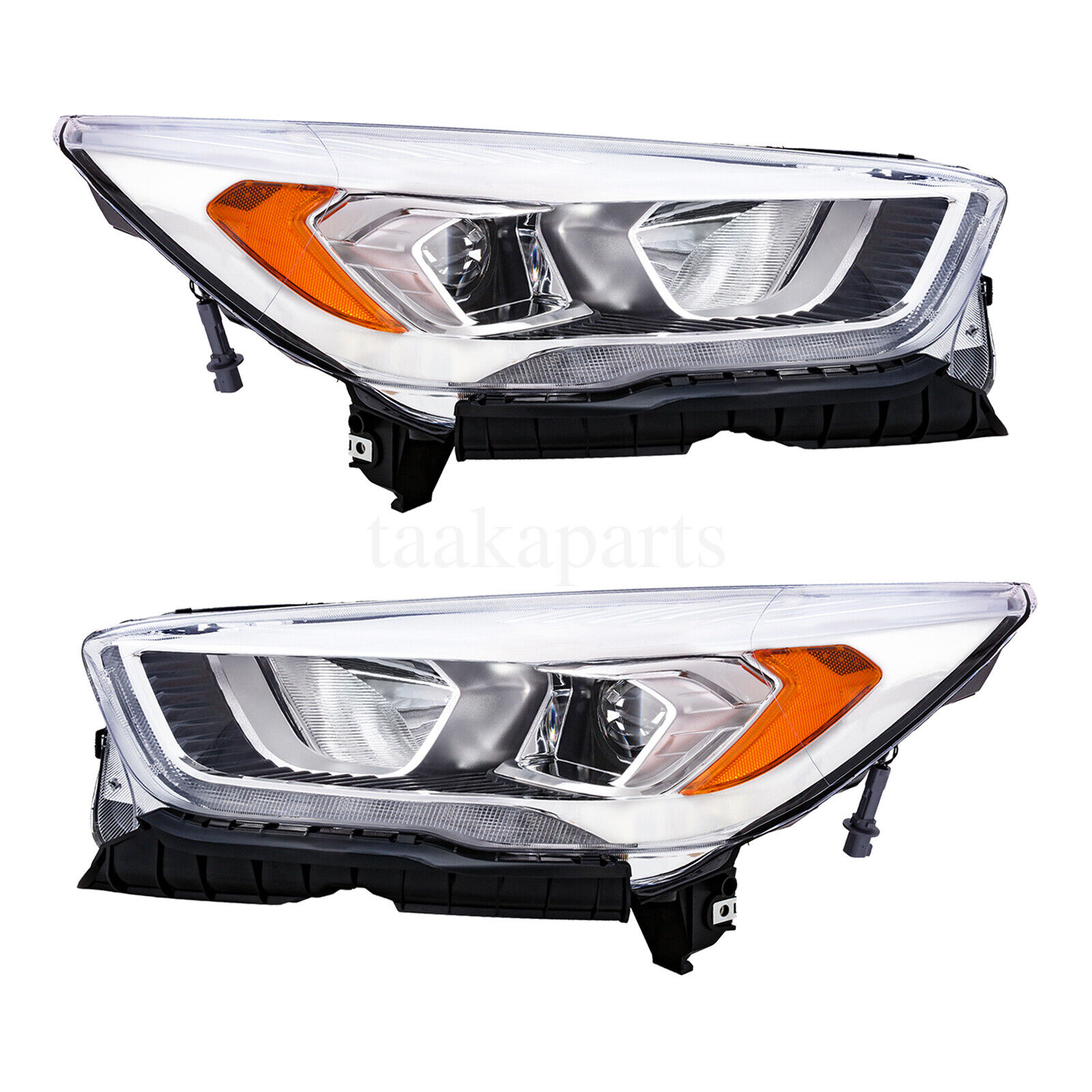 Headlights Headlamps Pair Projector w/LED DRL For 2017 2018 2019 Ford Escape
