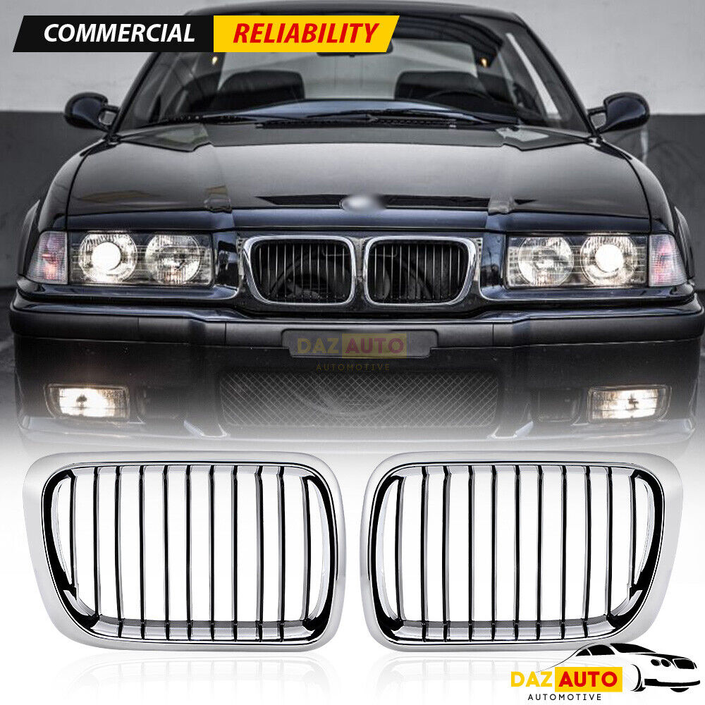 Chrome Black Front Hood Kidney Grill For BMW E36 M3 318is 328i 318ti 1997-1999