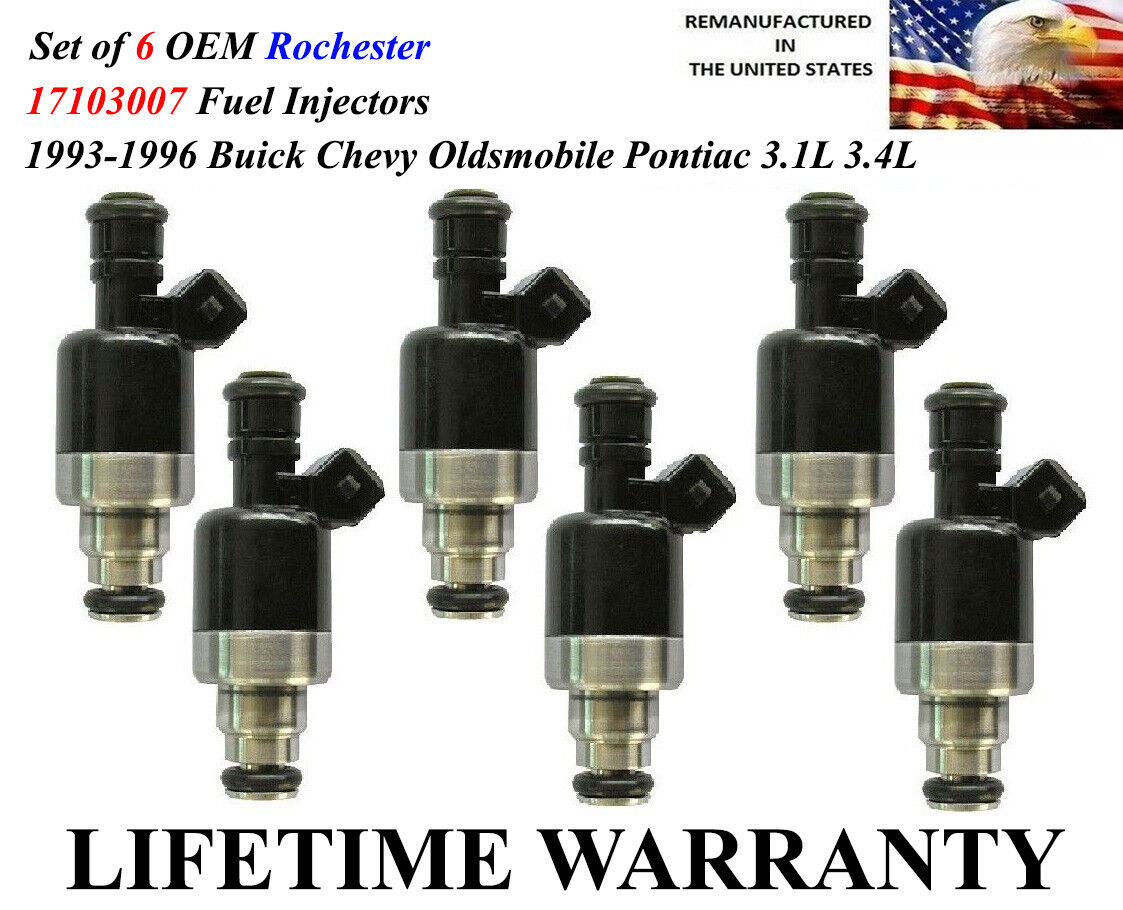 OEM Rochester 6 Fuel Injectors For 1993-1994-1995 Pontiac Firebird 3.4L V6
