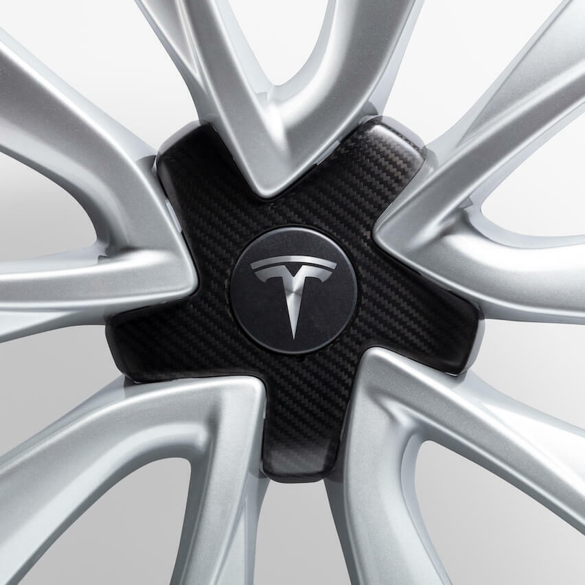Tesla Model 3 Carbon Fiber Wheel Cap Kit Brand New 