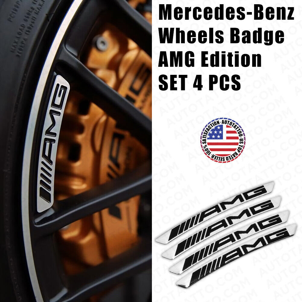 4pcs Mercedes AMG Edition Sport Wheels Badge 3D Sticker Logo Emblem Decoration