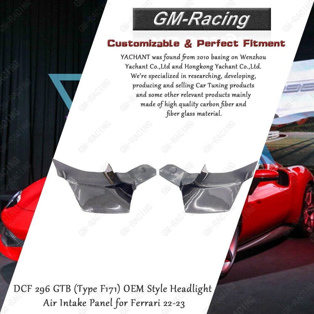 DRY Carbon 296 GTB (Type F171) OEM Headlight Air Intake Panel for Ferrari 22-23