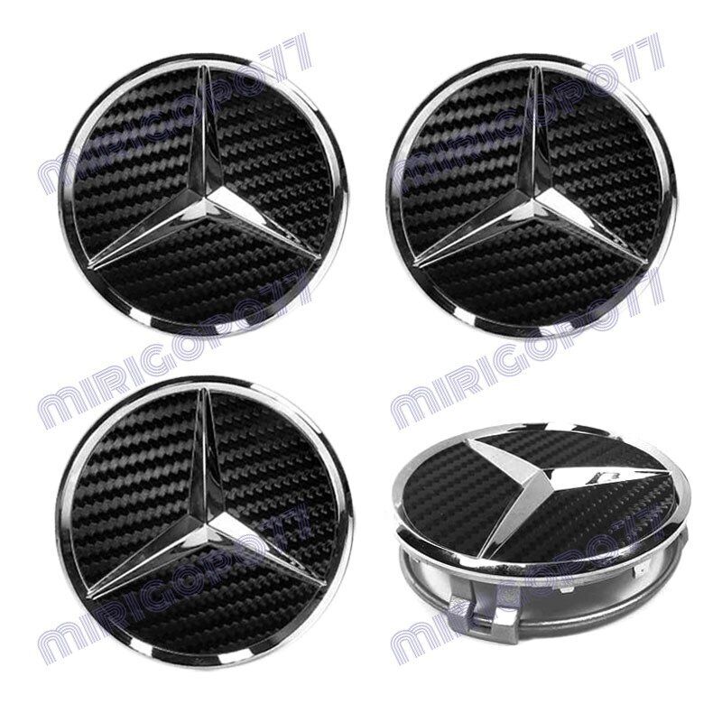 For Carbon Fiber Wheel Center Caps Mercedes Benz Wreath AMG C E GL M SL 75MM