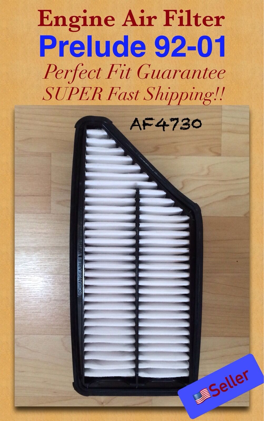 Prelude 92-01 Engine Air Filter AF4730 Perfect Fit Guarantee + SUPER Fast Ship