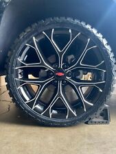 26'' inch Snowflake Black Milled Wheels 33'' RT Tires Yukon Sierra Silverado Rim picture
