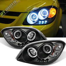 Black 2005-2010 Chevy Cobalt Pontiac G5 LED Halo Projector Headlights Left+Right picture